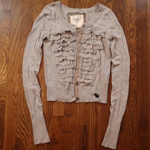 Abercrombie & Fitch Ruffled Cardigan Heather Gray